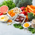 Balanced clean eating nutrition, food rich in vitamin a