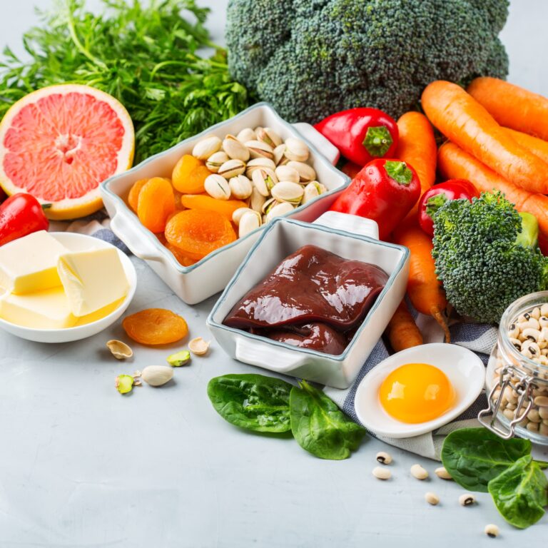 Balanced clean eating nutrition, food rich in vitamin a